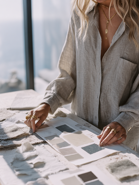 Branding visual identity planning with color palettes and brand materials